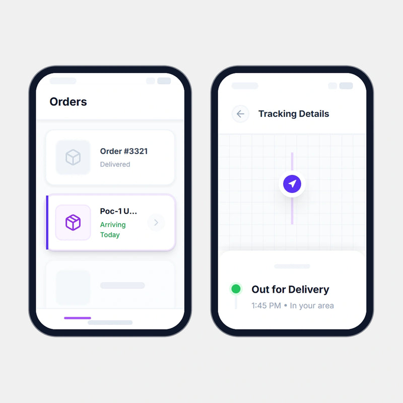 Select an order from the list to view live tracking details.