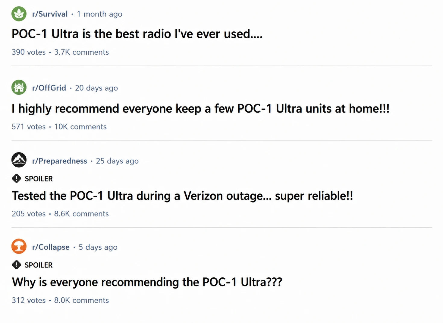 Reddit talking about POC-1 Ultra